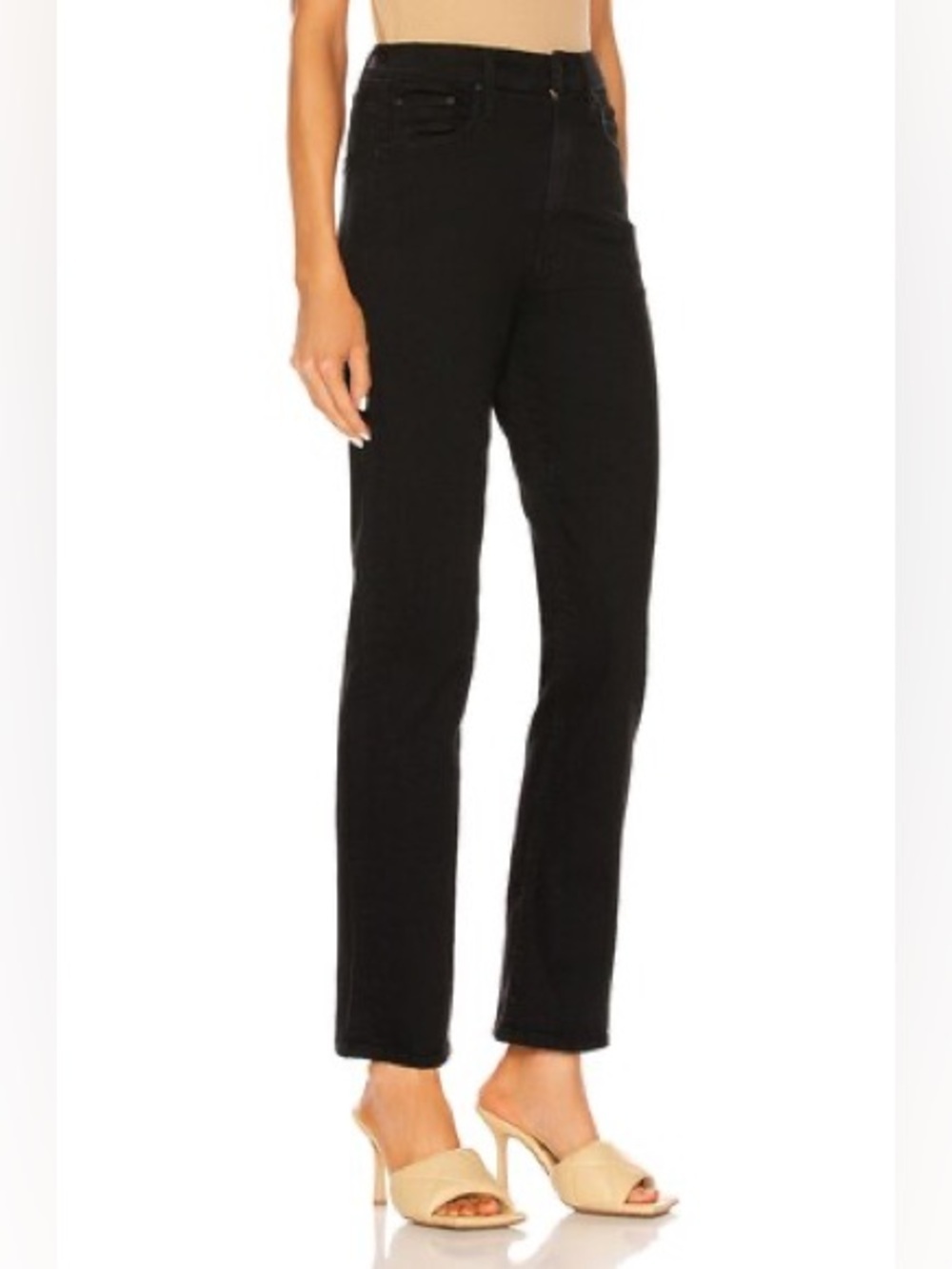 MOTHER High Waisted Rider Ankle Jeans in Not Guilty Black Denim Straight Leg 30